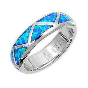 Sterling Silver Ring in Lab Opal  Lab Opal   Ring Face Height 6mm 