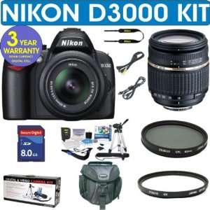 NIKON D3000 Digital SLR Camera + Tamron AF 18 250mm Zoom Lens + 8GB 