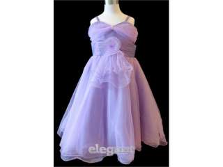 Purple V Pageant Wedding Flower Girls Dress Gown Size 3 Age 2 4 Years 