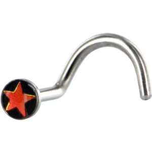  Surgical Steel Black and Red Star Logo Nose Ring Jewelry