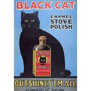  BLACK CAT ENAMEL STOVE POLISH VINTAGE POSTER CANVAS REPRO 
