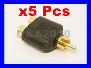 pieces x RCA AV Audio Y Splitter Plug Adapter 1 Male to 2 Female