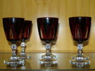 CRISTAL DARQUES/DURAND GOTHIC RUBY RED WINE GOBLETS GLASSES 6  