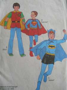  8714 Batman Superman Robin Boys costume sew pattern Cape  