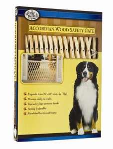 Four Paws 32H Accordian Style Wood Safety Gate 24 60W  