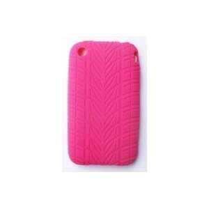   Cover for Apple iPhone 3G/ 3G S   Tire Track(Hot Pink) Cell Phones