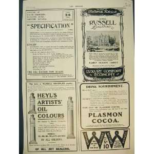 1904 Advert Russell Hotel Plasmon Cocoa Heyl Artist Oil 