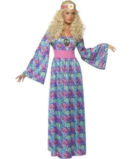   60s 70s Ladies Fancy Dress Party Costume Hippy Adult Outfit  