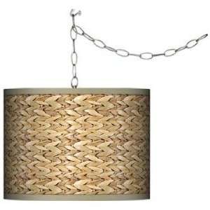  Swag Style Seagrass Print Shade Plug In Chandelier