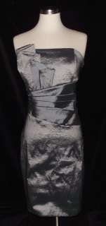 Betsy & Adam NWT $140 Silver Dress 10 Strapless  