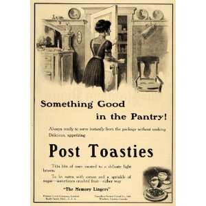  1911 Ad Postum Cereal Post Toasties Wife Kitchen Pantry 