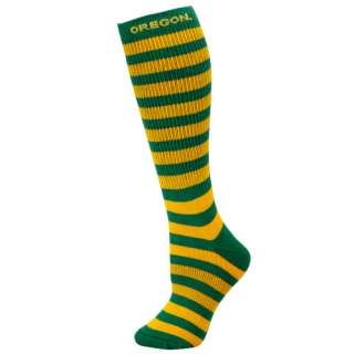 Oregon Ducks Ladies Green Yellow Striped Knee Socks  
