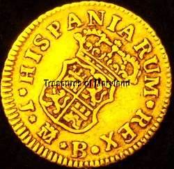 OLD US GOLD COINS 1756 SPANISH COLONIAL ESCUDO DOUBLOON  