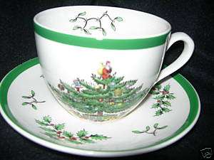 SPODE~CHRISTMAS TREE~SET OF 4 TEA CUPS & SAUCERS~NEW~  