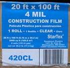 Startex Clear Construction Film 4 mil 20 Ft x 100 Ft