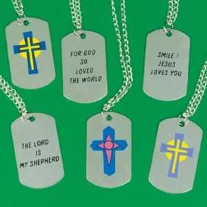  Religious Printed Dog Tag Necklaces Case Pack 60 