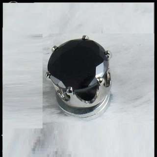   Crystal Black Round Magnetic Earring STUD Ear plug Piercing Free 8mm