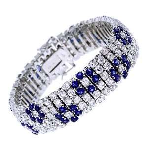 com Roberto Coin Floral Cubic Zirconia Sapphire Silver Band Bracelet 