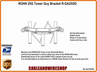 ROHN 25G Tower GA25GD Guy Bracket Attachment RGA25GD 610074820307 