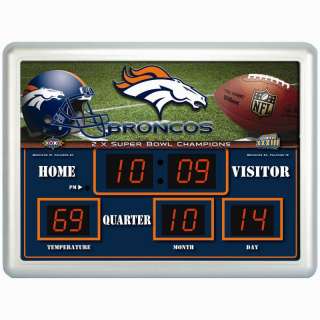 Denver Broncos 2X Champions Scoreboard Wall Clock, Temp  