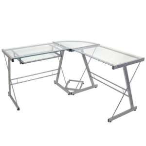   Silver Contemporary L Shaped Office Computer Desk   2DayShip  