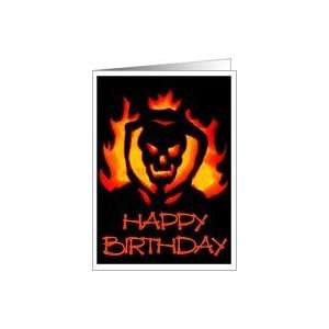  Halloween, Birthday, Scary, Flames, Devil, Skull Card 