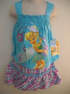 PRINCESS Tinker Bell Outfit Set Shirt Skort 4 5 6 6X  