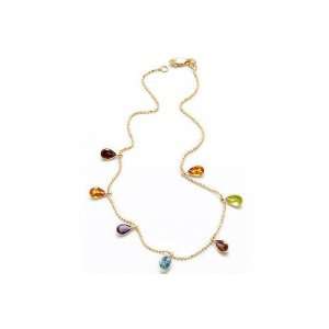   Anklet Bracelet, set with multi colored dangling semi precious stones