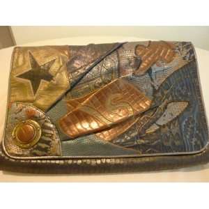  Sharif Leather with Snakeskin Patchwork Design Handbag 