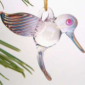 Hummingbird Figurine Glass Christmas Tree Ornament  