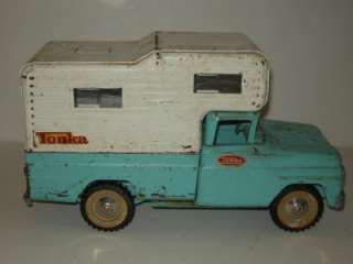 Vintage 1960s Metal Tonka Pickup Truck with Camper RV  