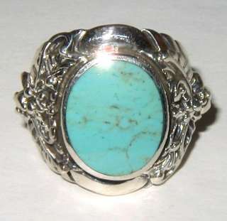 Mens Turquoise Massive Sterling Silver Ring size 11.5  