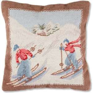  Ski Slope Christmas Holiday Decorative Needlepoint Pillow 