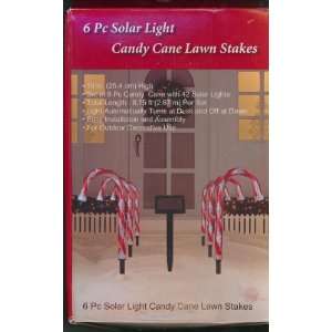  6 Pc Solar Light Candy Cane Lawn Stakes