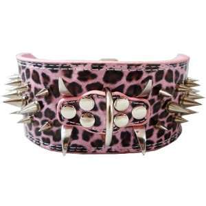   Croc Leather Spiked Dog Collar 3 Wide, 40 Large Spikes