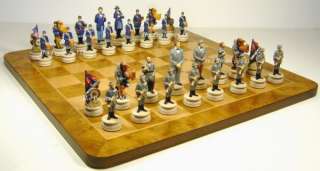 CIVIL WAR US North vs South chess set 17 Burlwood Board  