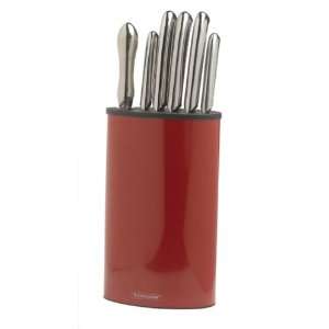   Stainless Steel Knife Set with Block, Buick Red