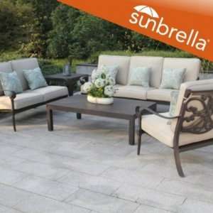  Outdoor Cast Aluminum Sofa Sectional Patio Set w/ Sunbrella Covers 