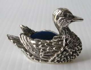 GRACEFUL TEAL DUCK MINIATURE 925 SILVER PIN CUSHION  