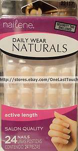   ~DAILY WEAR NATURALS 24 Glue On Nails WHITE TIPS~Active Length #22117