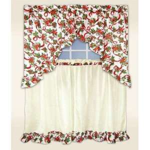  Christmas Candy 4 pc Kitchen Curtain Set