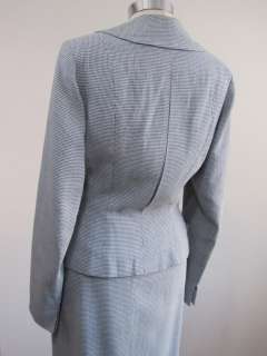 Vintage 1940s Dress Suit Skirt Jacket Navy White Houndstooth WWII 