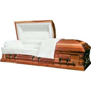  8691   Red Cedar Veneer Casket White Velvet Interior 