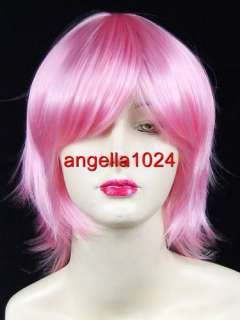 short natural flip pink cosplay wigs 05B  