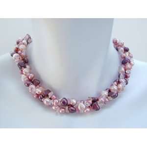   Freshwater Pearl and Stone 3 Strand Necklace Erica Zap Jewelry