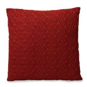  17 Cranberry Red Square Throw Pillow with Textured Knit 