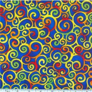  108 Wide Quilt Backing Gypsy Swirl Blue Fabric By The 