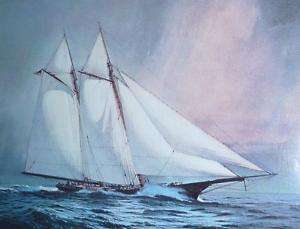 Vintage mounted Sailing Yacht America Schooner 1863  