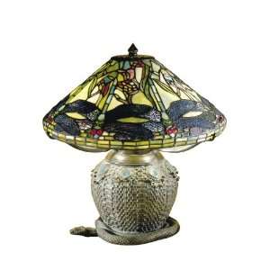  Dale Tiffany 0013/276 Floral Dragonfly Lamp, Antique Verde 