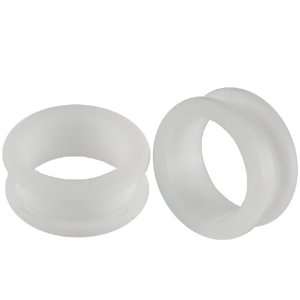 16 Inches Gauges (26.0mm)   White UV Acrylic screw fit Flesh Tunnels 